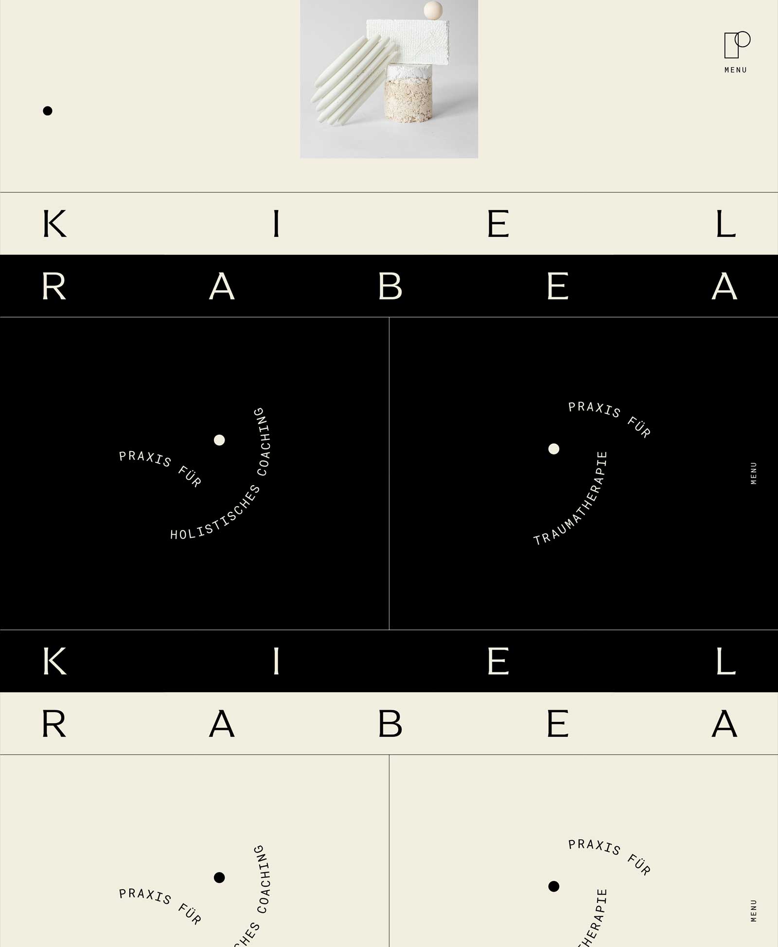 Personal branding design for Praxis Rabea Kiel (Coaching and Trauma Therapy) featuring wordmark, color palette, and visual identity elements/layout