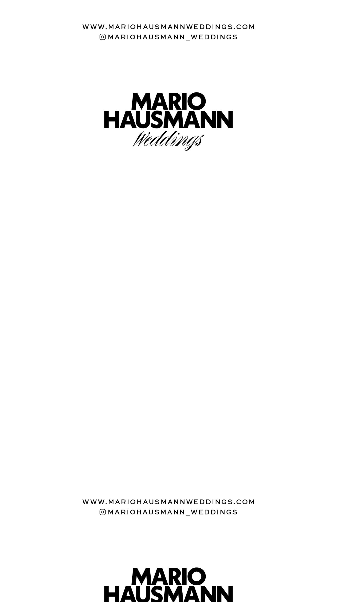 Personal branding design for Mario Hausmann (wedding photography) featuring wordmark, color palette, and visual identity elements