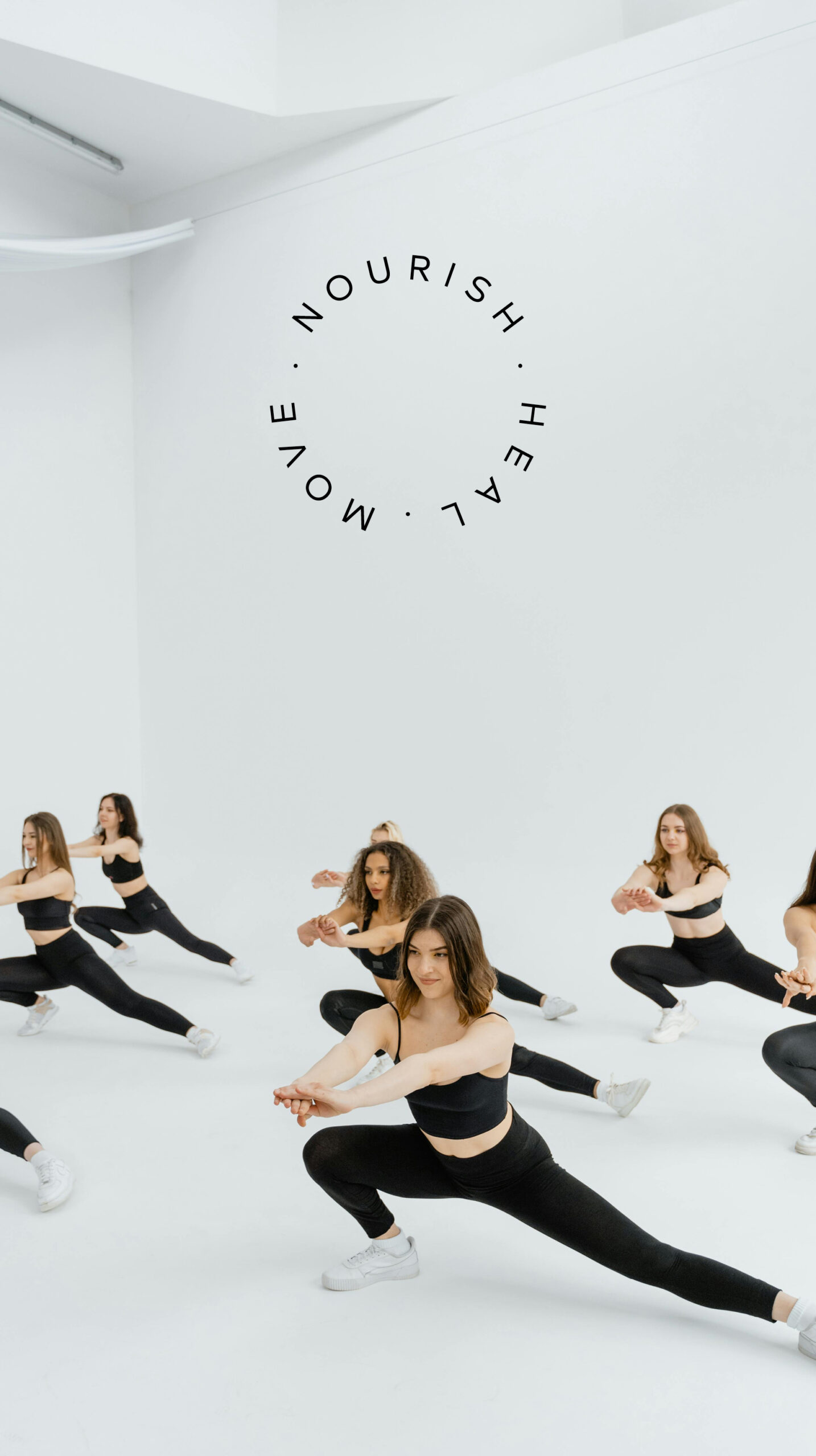 Branding design for Studio Veda yoga and barre featuring brand marks, color palette, and visual identity elements