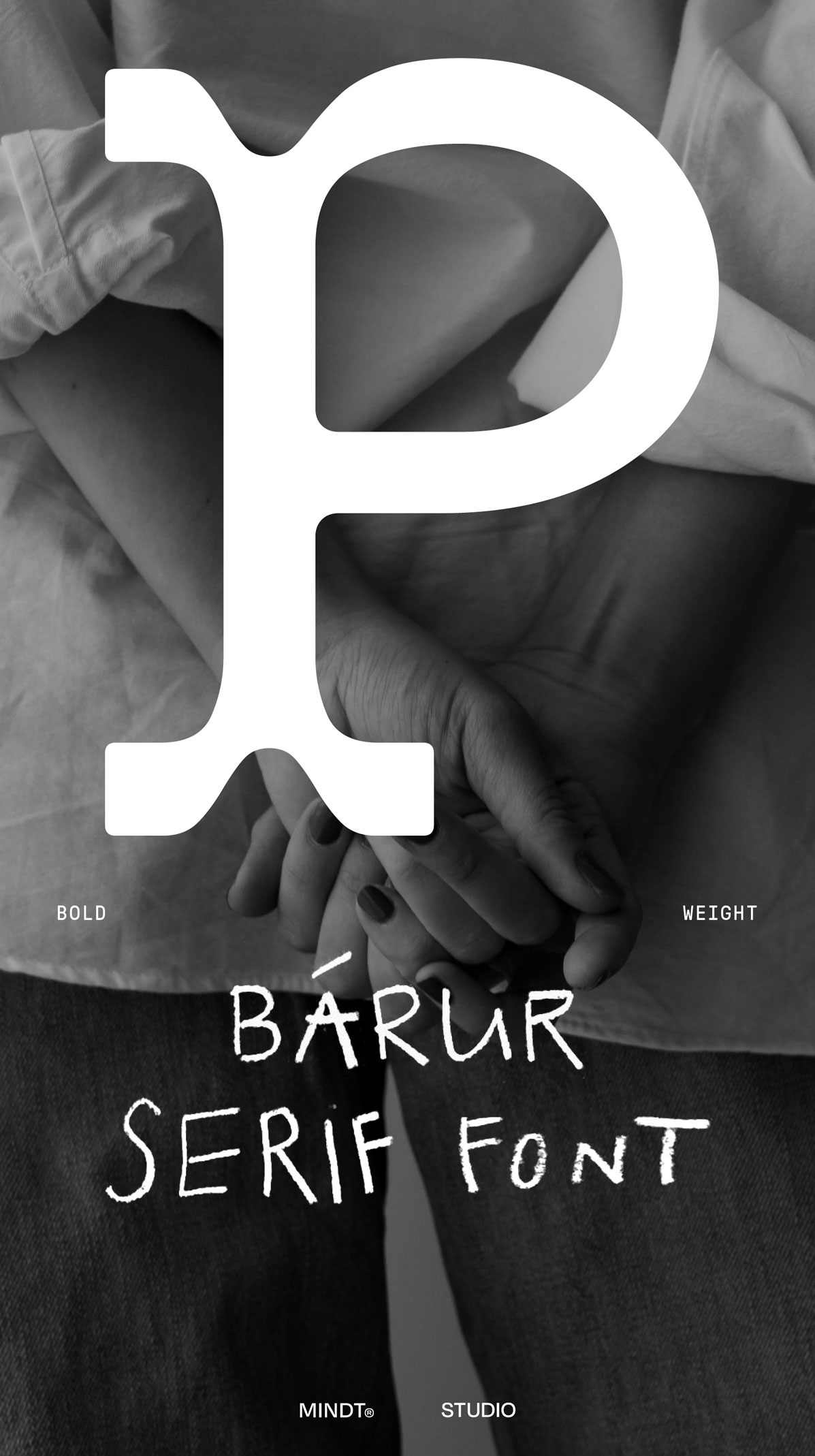 The uppercase P from Bárur Bold used in an expressive visual identity for an ethical fashion brand.