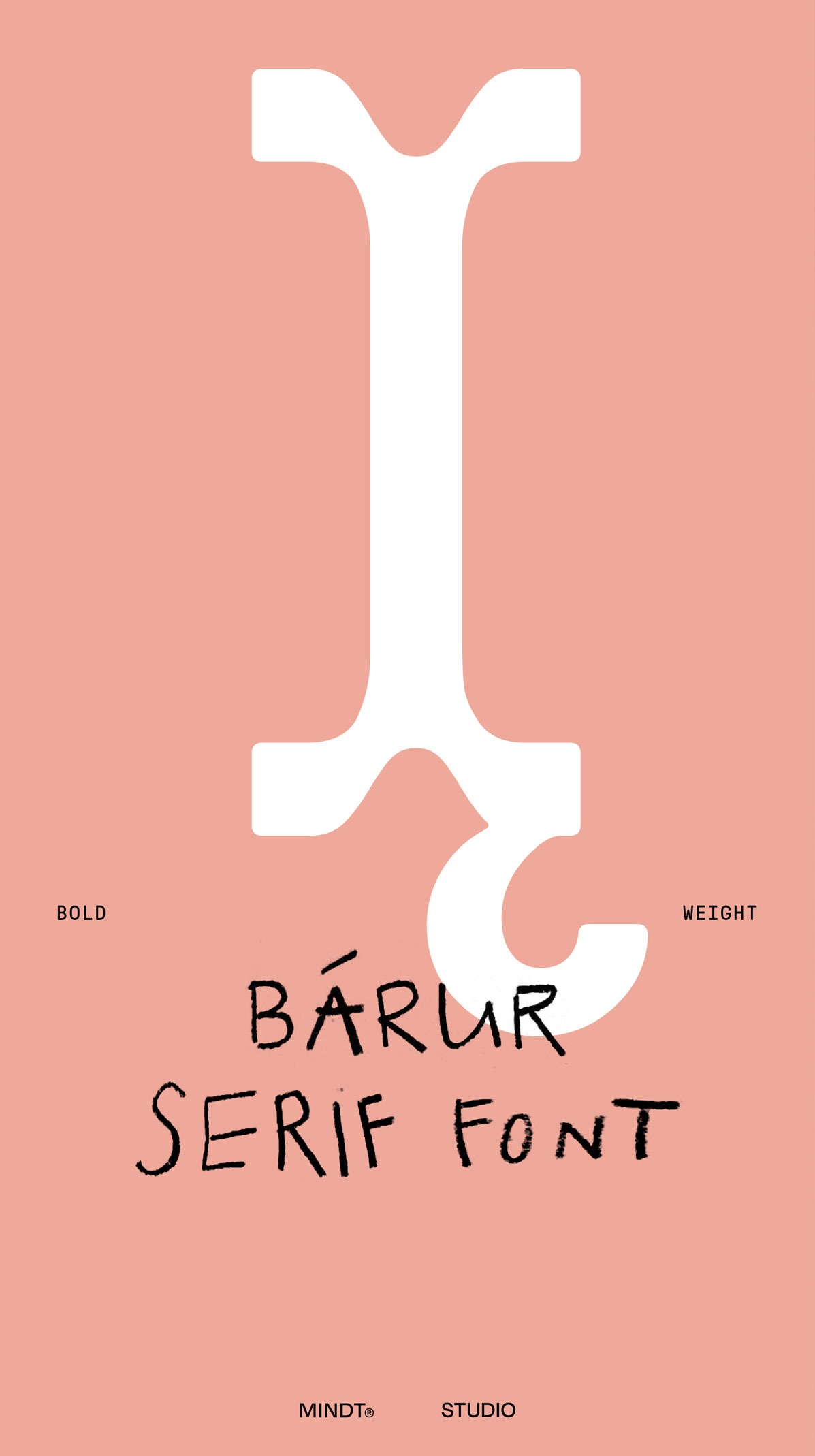 Selected uppercase letterforms from Bárur Bold, an expressive wavy display serif typeface.
