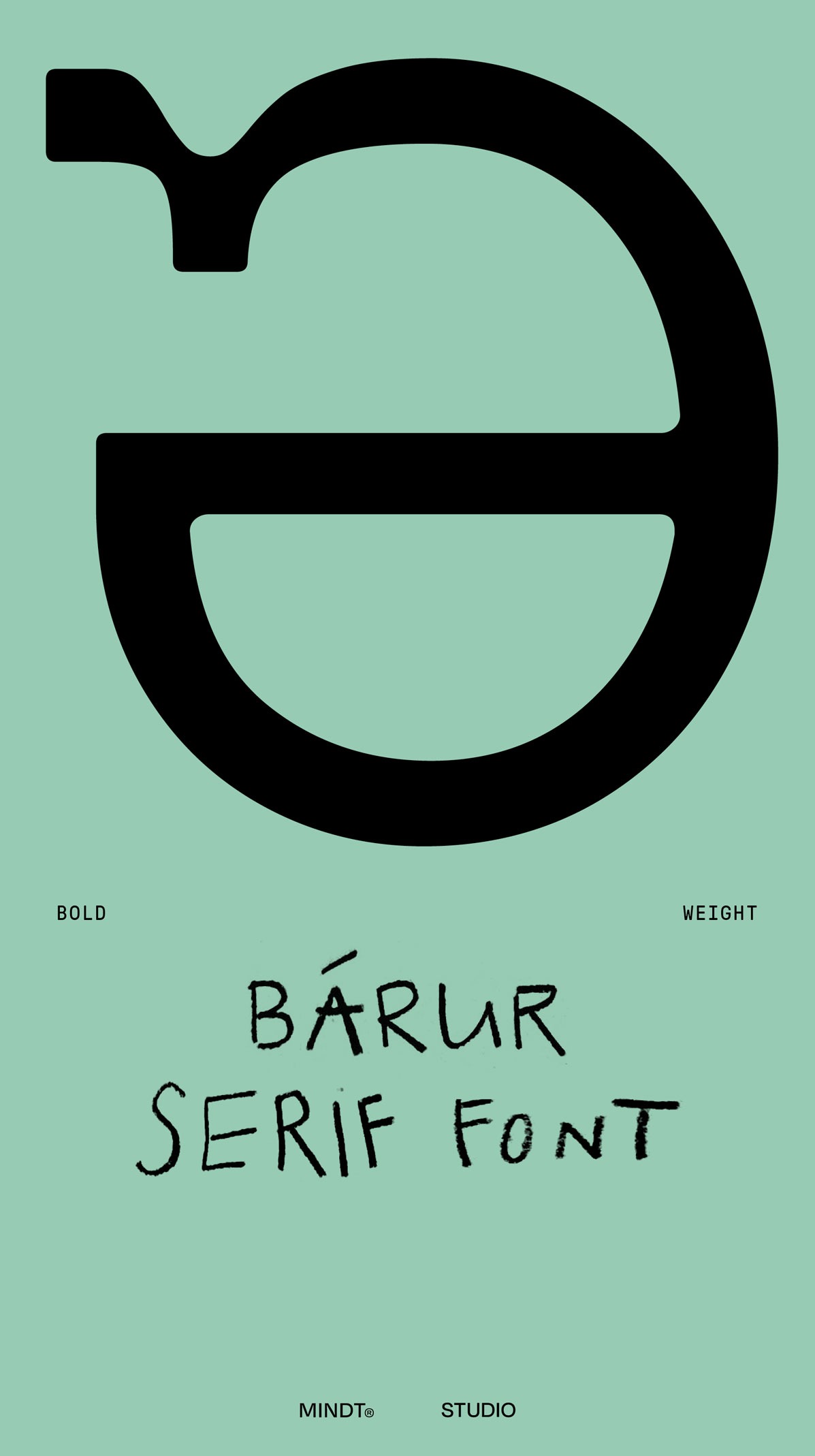The uppercase Ə from Bárur Bold, showcasing the typeface’s extended Latin character set and multilingual support.