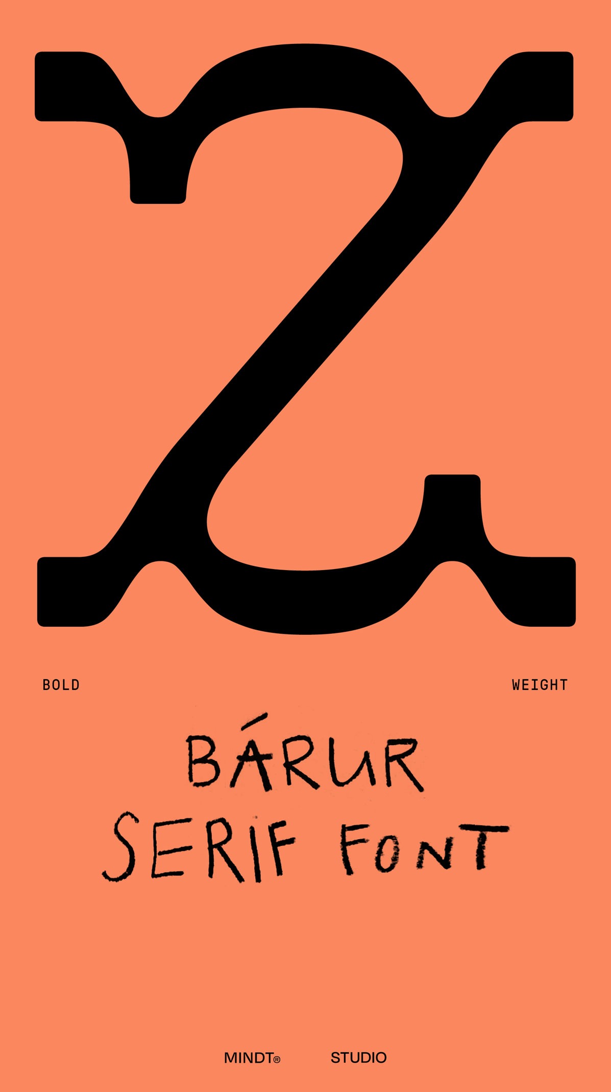 The uppercase Z from Bárur Bold displayed in a vibrant glowing orange composition.